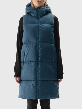 Bezrękawnik kamizelka damska 4FWAW24TVJAF143 morska zieleń