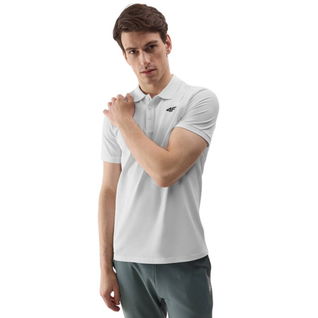 Koszulka męska polo 4F biała 4FWSS24TPTSM130