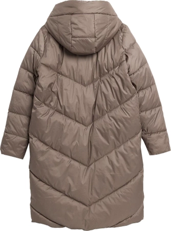 Płaszcz Zimowy puchowy Damski 4FAW23TDJAF235 jasny brąz