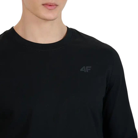 Bluzka męska z długim rękawem longsleeve 4FWMM00TLONM432 czarny