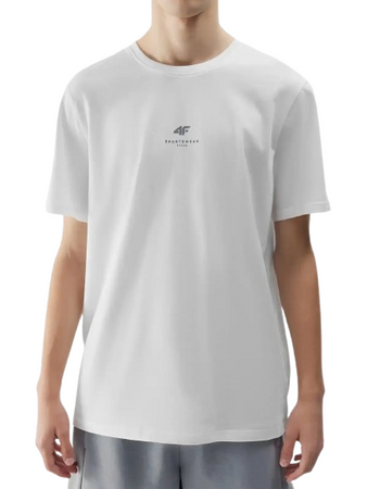 Koszulka męska bawełniana 4F 4FWSS24TTSHM1282 biała