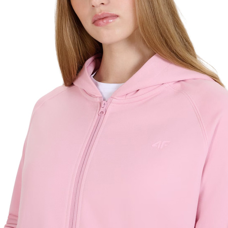 Bluza rozpinana z kapturem damska 4FWMM00TSWSF1763 jasny róż