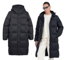 Płaszcz damski puchowy 4F z kapturem 4FWAW25TDJAF586 czarny