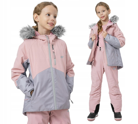 Dziewczęca kurtka narciarska 4F HJZ22-JKUDN003 szary