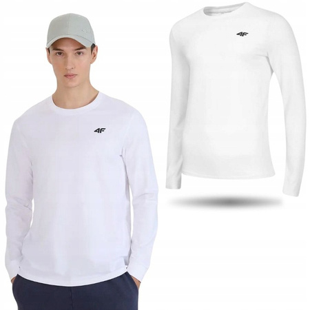 Bluzka męska z długim rękawem longsleeve 4FWMM00TLONM432 biały