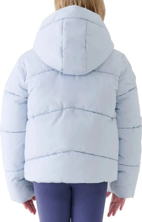 Kurtka zimowa puchowa dziewczęca 4FJWAW25TDJAF615 jasny niebieski
