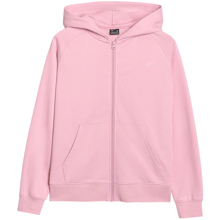 Bluza rozpinana z kapturem damska 4FWMM00TSWSF1763 jasny róż