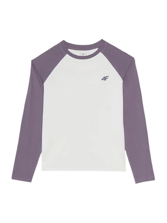 Longsleeve dziewczęcy 4F 4FJWAW24TLONF291 fioletowy