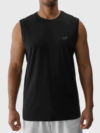 Koszulka męska beż rękawów tank top 4FWMM00TSLEM125 czarny