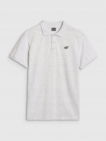 Koszulka męska polo 4FWMM00TPTSM366 jasny szary