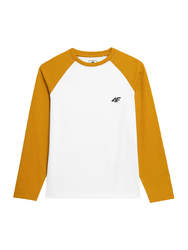 Koszulka z długim rękawem Longsleeve chłopięcy 4F HJZ22 -JTSML001 biały