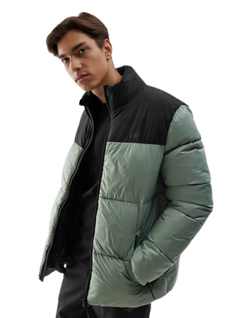 Kurtka Zimowa puchowa Męska 4F WAW23TDJAM348 oliwkowa