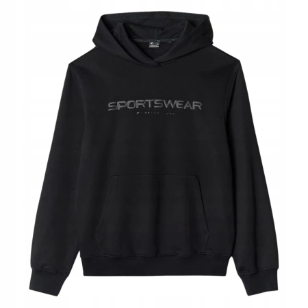 Bluza męska dresowa nierozpinana z kapturem męska 4FWAW24TSWSM1259 czarna