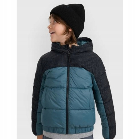 Kurtka chłopięca puchowa zimowa 4FJWAW25TDJAM621 oliwkowy