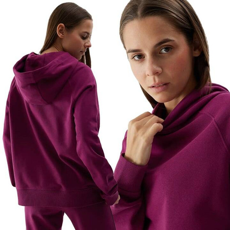Bluza dresowa damska z kapturem fioletowa 4F WSS24 TSWSF0955