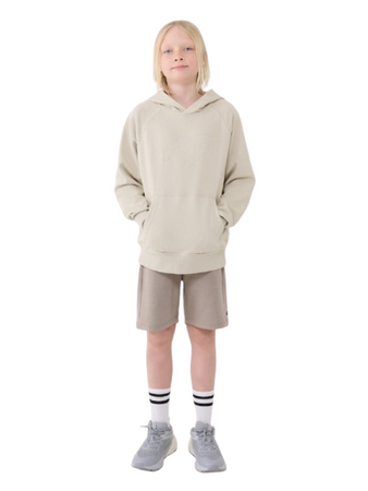 Bluza dresowa nierozpinana z kapturem chłopięca 4FJWSS25TSWSM1712 kremowa