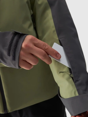 Kurtka męska zimowa narciarska 4F 4FWAW24TTJAM579 khaki