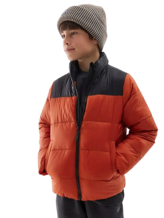 Kurtka chłopięca puchowa 4F 4FJWAW24TDJAM461 czerwona