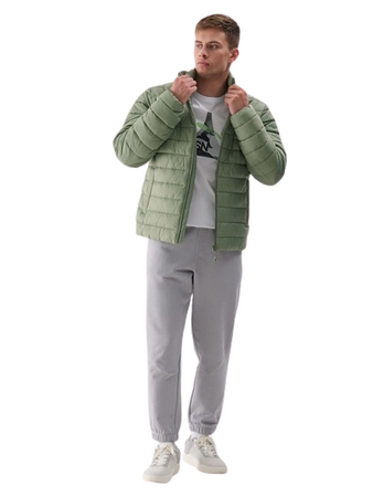 Męska kurtka puchowa pikowana 4F 4FWAW24TDJAM483 zielona