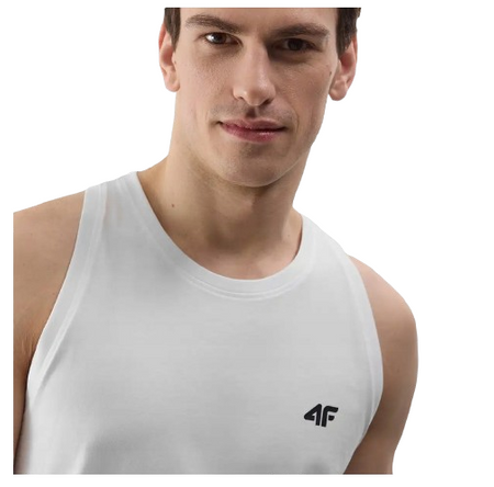 Koszulka męska tank top bez rękawów biała 4F WSS24 TSLEM076