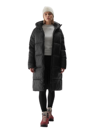 Damski płaszcz puchowy pikowany 4F 4FWAW24TDJAF475 czarny