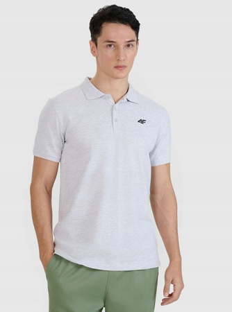 Koszulka męska polo 4FWMM00TPTSM366 jasny szary