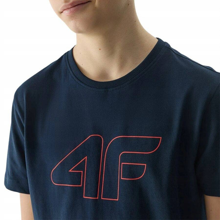 Koszulka chłopięca 4F 4FJWMM00TTSHM1627 granatowa