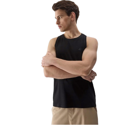 Koszulka męska tank top bez rękawów czarny 4F WSS24 TSLEM076