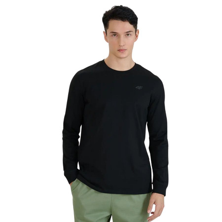 Bluzka męska z długim rękawem longsleeve 4FWMM00TLONM432 czarny