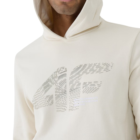 Bluza męska z kapturem 4F 4FWSS25TSWSM1585 kremowa