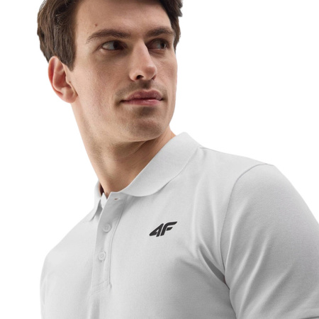 Koszulka męska polo 4F biała 4FWSS24TPTSM130