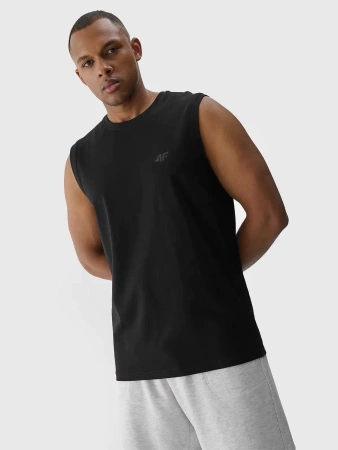 Koszulka męska beż rękawów tank top 4FWMM00TSLEM125 czarny