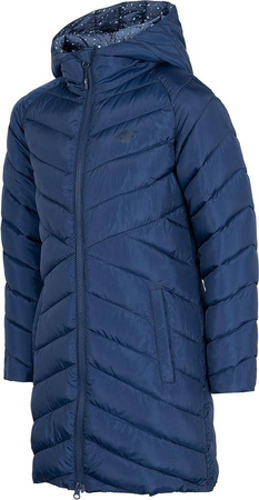 Kurtka Zimowa Płaszcz dziewczęcy 4F HJZ22 -JKUDP003 granat