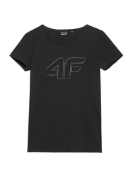 Koszulka T-shirt Damski z nadrukiem czarny 4F SS23 TTSHF583