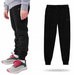 Spodnie dresowe chłopięce joggery czarny 4F JWSS24 TTROM591
