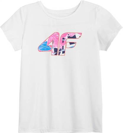 Koszulka Dziewczęca T-shirt 4F HJL21-JTSD015 BIAŁY