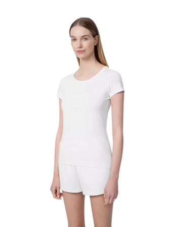 Koszulka T-shirt Damski z nadrukiem biały 4F SS23 TTSHF583