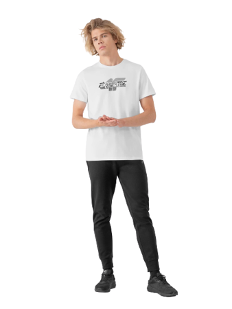 Koszulka T-shirt Męski 4F biały z nadrukiem H4Z21 TSM019